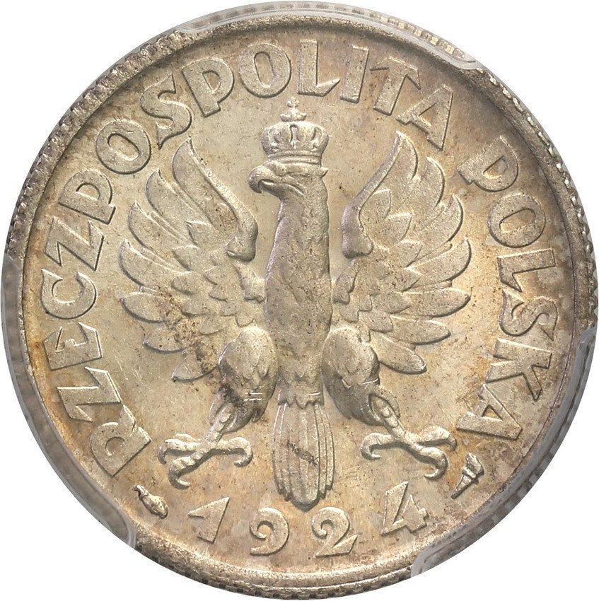 II RP. 1 złoty 1924 kobieta z kłosami PCGS MS62